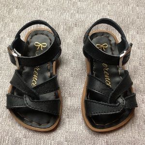 Toddler Girl Flat Leather Black Sandal NWOT